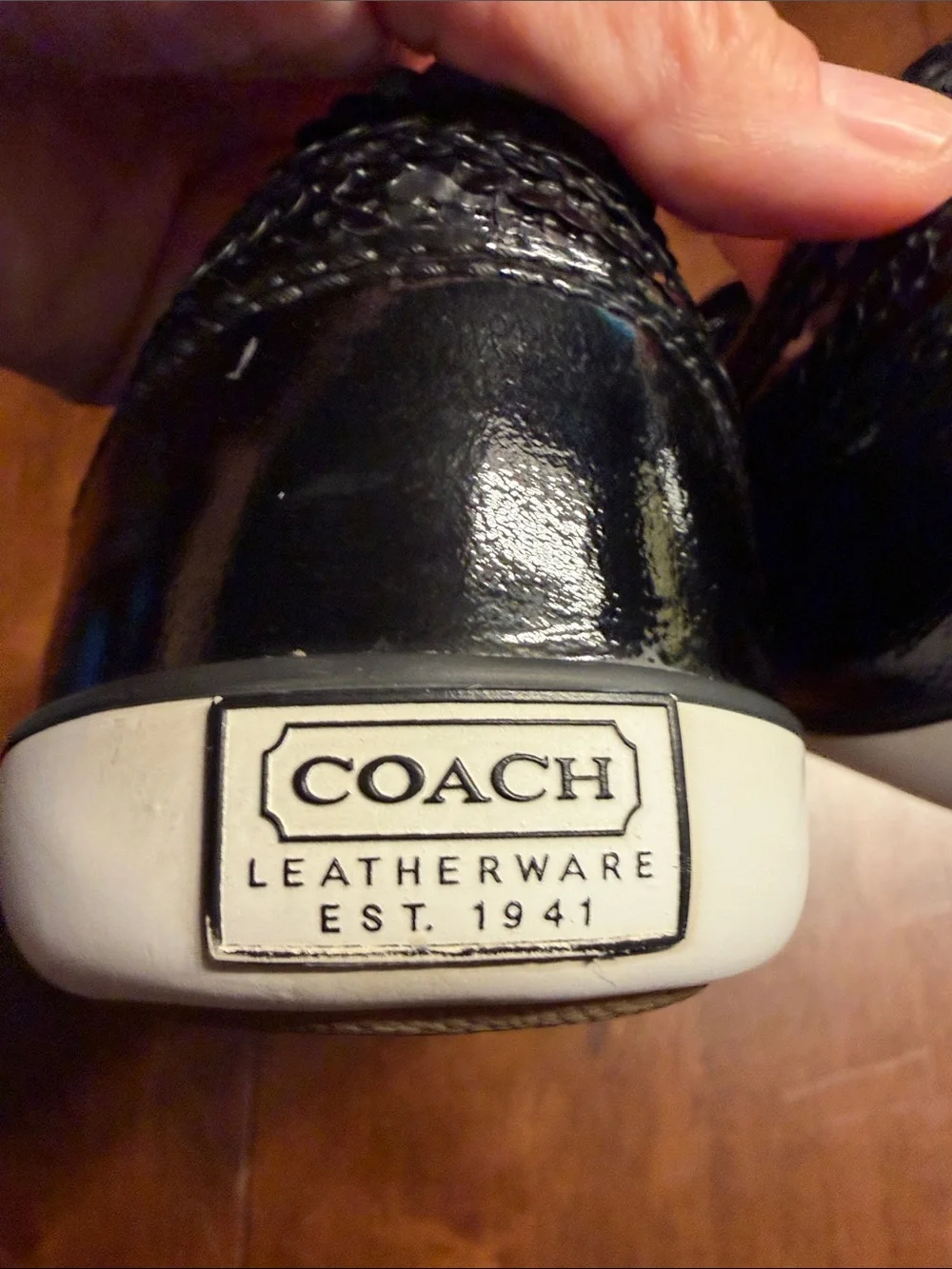 Coach Monogram Canvas Lace-Up Sneakers in Black and White - Picture 5 of 6